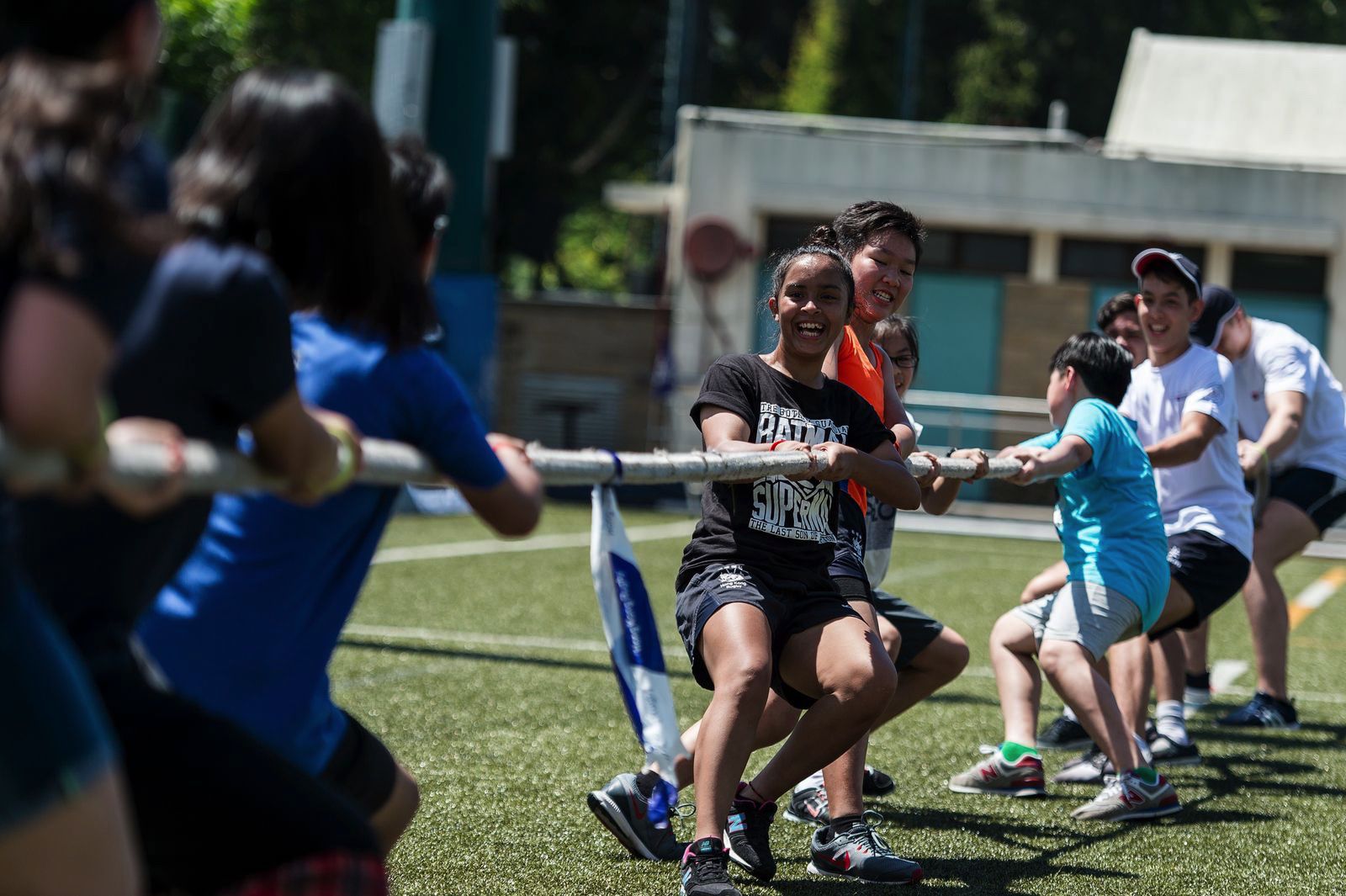 Children participating in team sports at Societe Generale’s Citizen Commitment Day